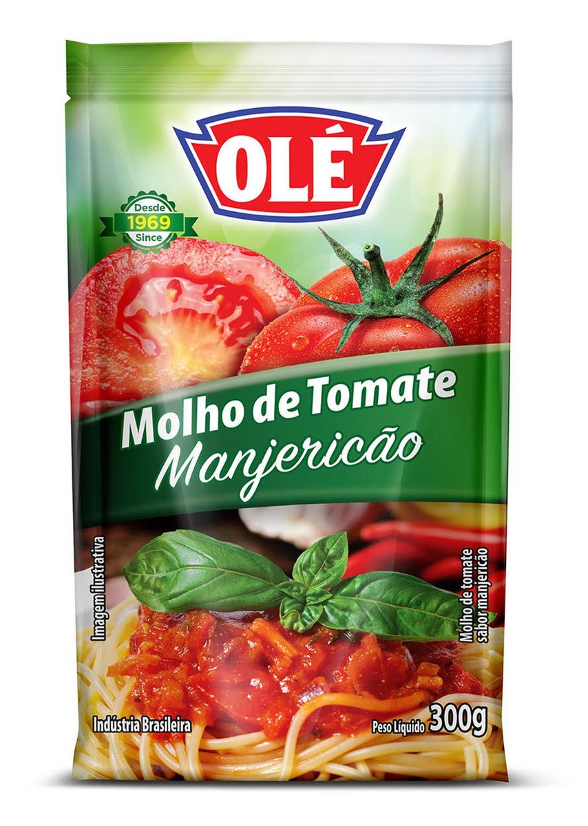 Molho de Tomate Olé Manjericão Sachê 300g