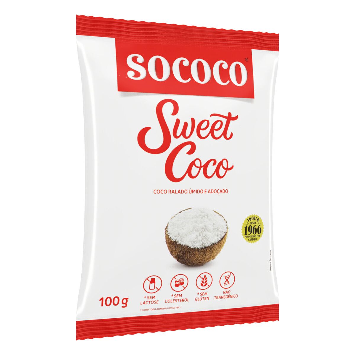 Coco Ralado Sococo Úmido Adoçado Sweet Coco Pacote 100g image number 3