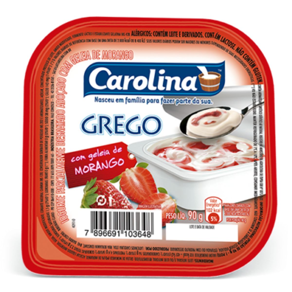 Iogurte Carolina Grego Sabor Morango 90g image number 0
