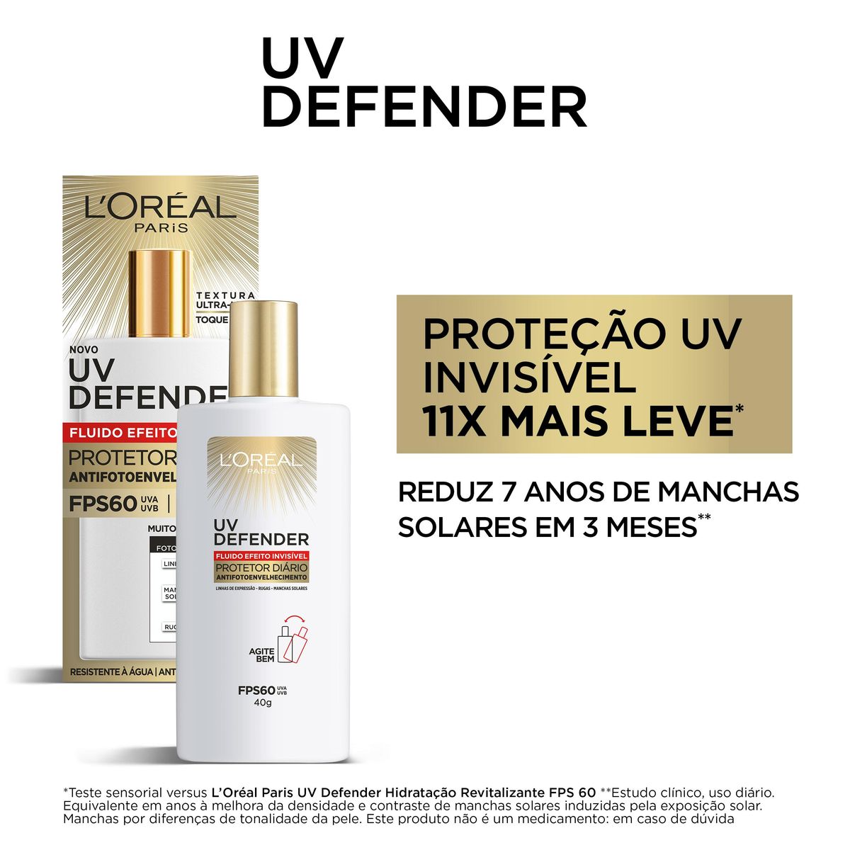 Protetor Solar Facial L'Oréal Paris FPS 60 UV Defender 40g image number 1