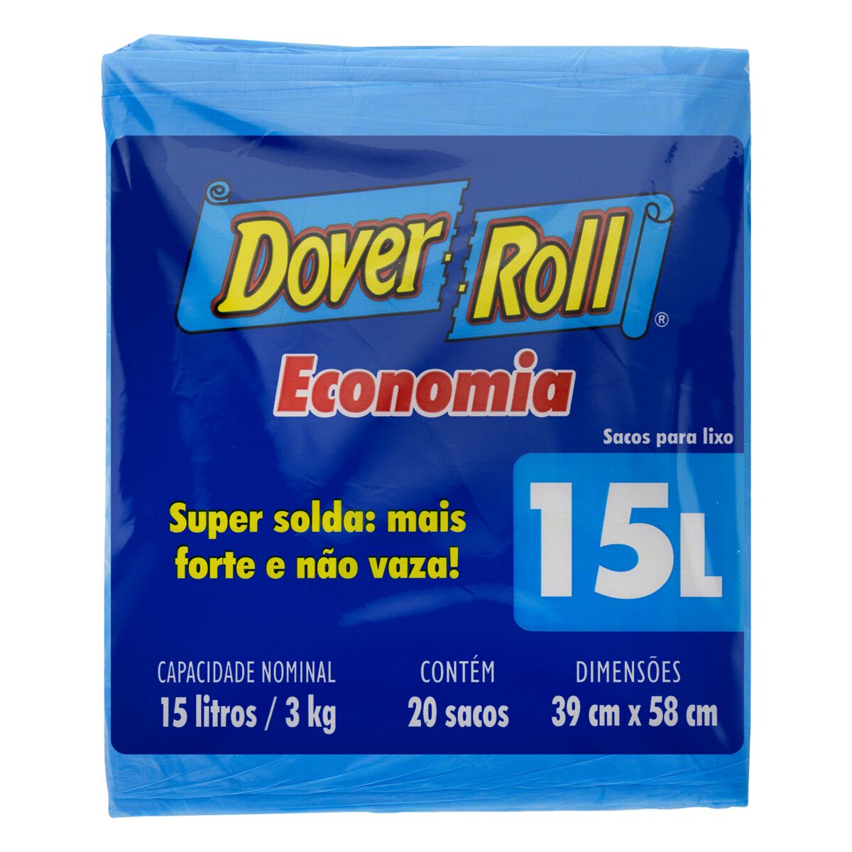 Saco para Lixo Dover Roll Azul 15L Economia 20 Unidades