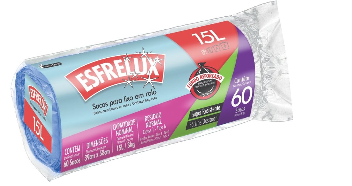 Saco para Lixo Esfrelux 15L Rolo 60 Unidades image number 0