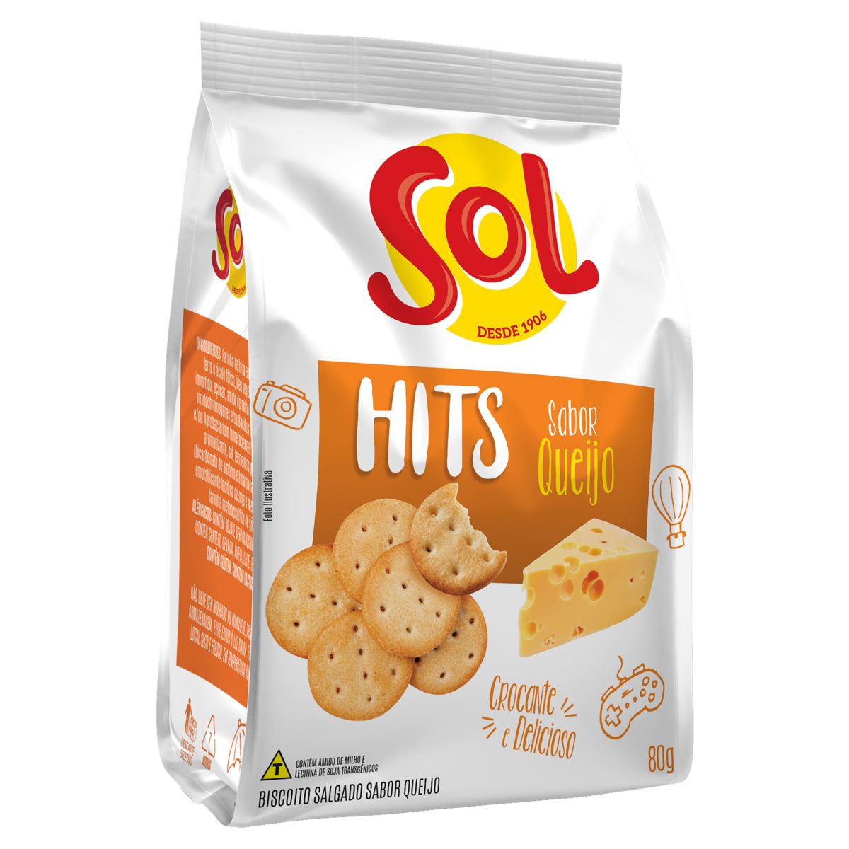 Biscoito Sol Hits Queijo Pacote 80g