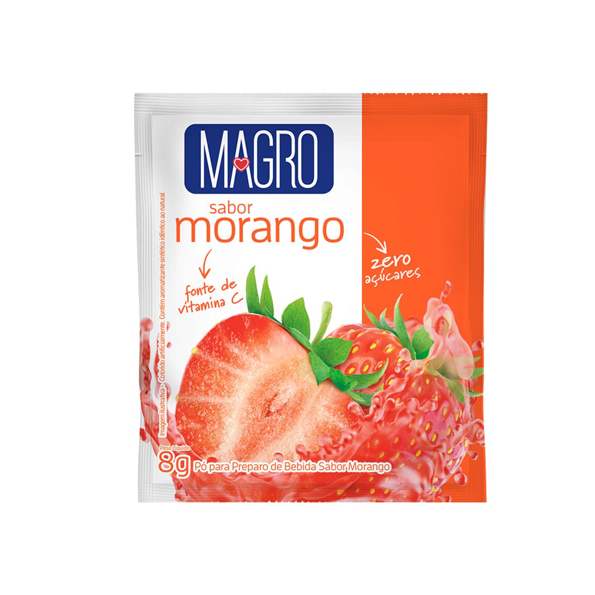 Refresco Magro Zero Açúcares Sabor Morango 8g