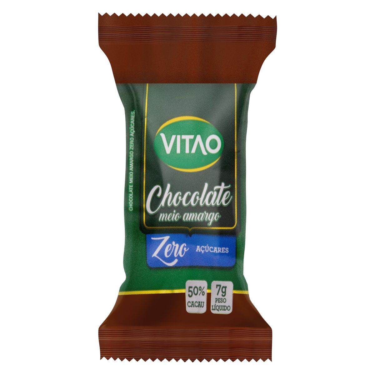 Chocolate Meio Amargo 50% Cacau Zero Açúcar Vitao Pacote 7g