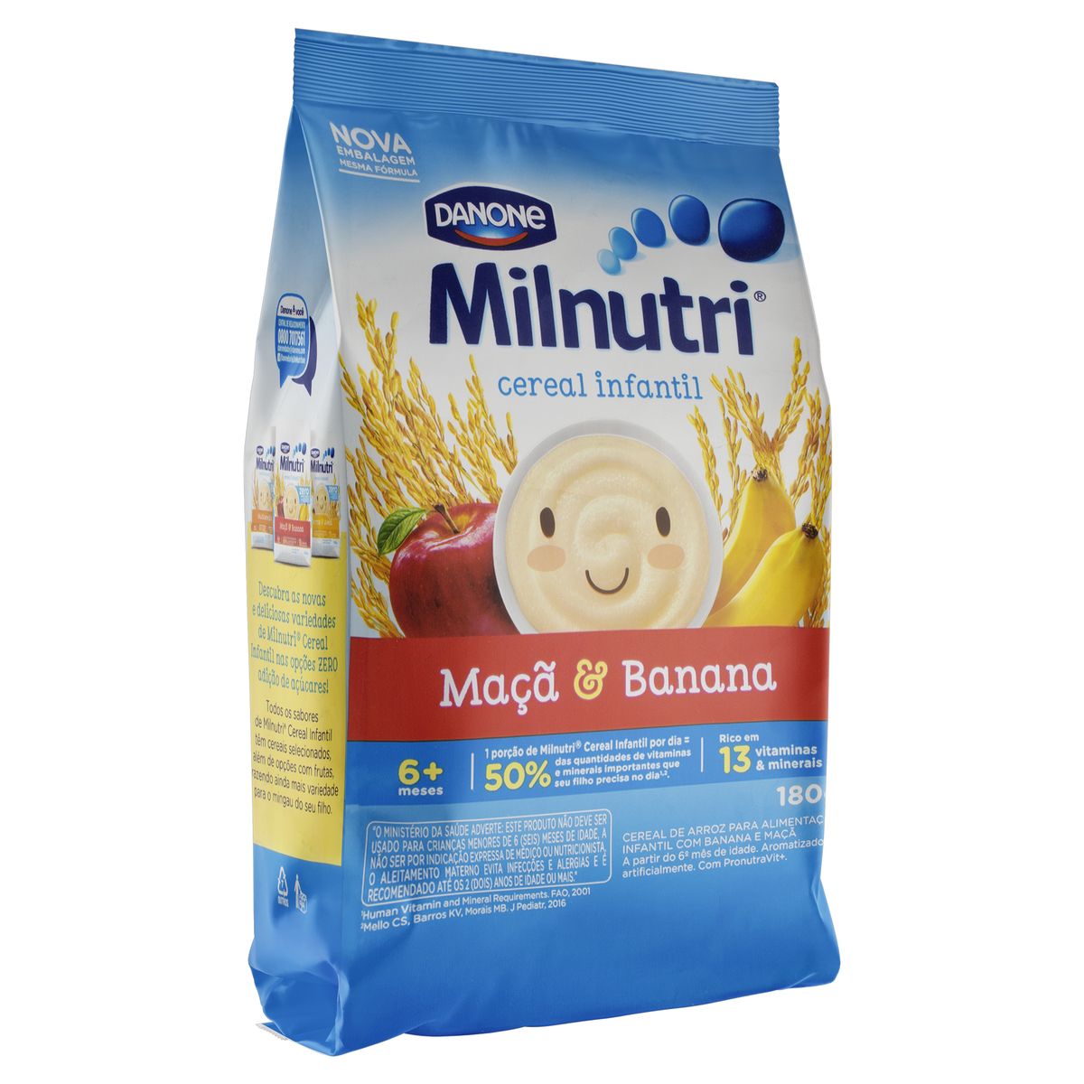 Cereal Infantil Maçã e Banana Milnutri Pacote 180g image number 3