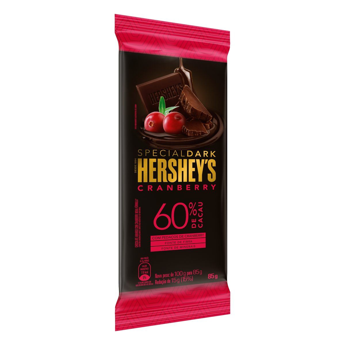 Chocolate Hershey's Cranberry 60% Cacau 85g image number 3