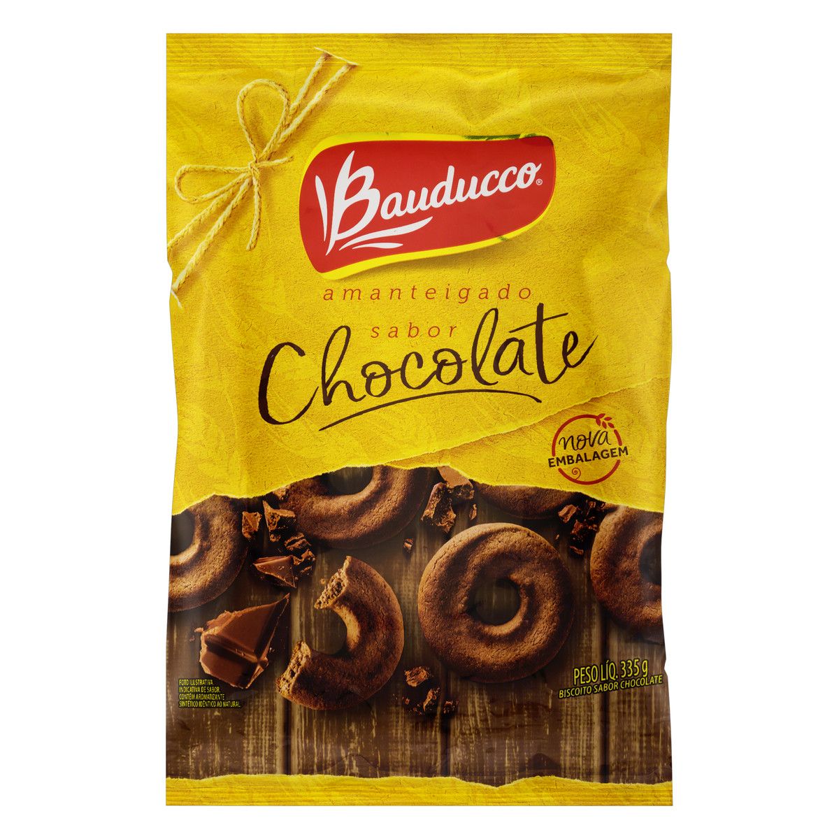Biscoito Amanteigado Chocolate Bauducco Pacote 335g Embalagem Econômica image number 0