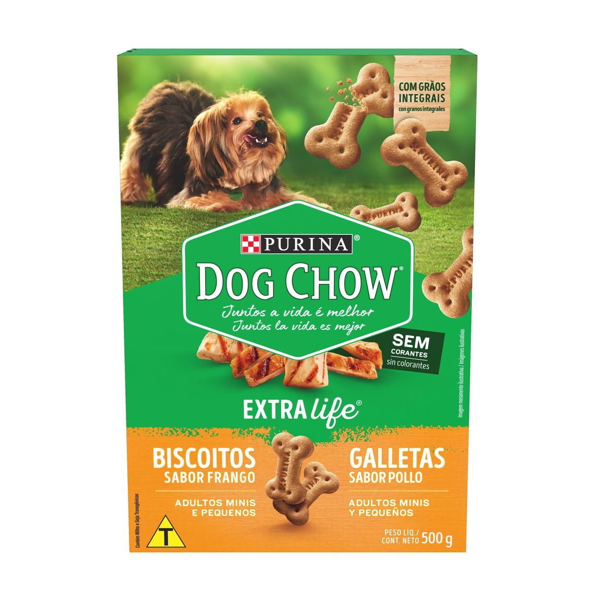 Biscoito Dog Chow Cães Adultos Minis e Pequenos Frango 500g