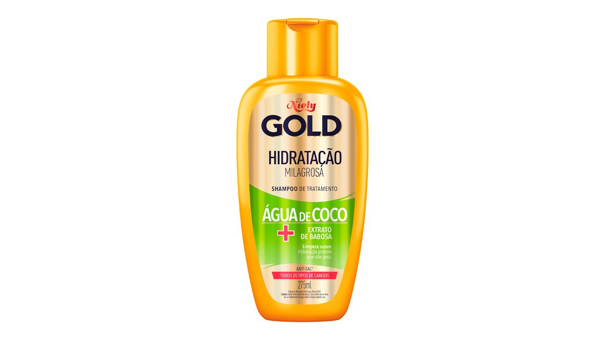 Shampoo Niely Gold Hidratação Milagrosa Água de Coco 275ml