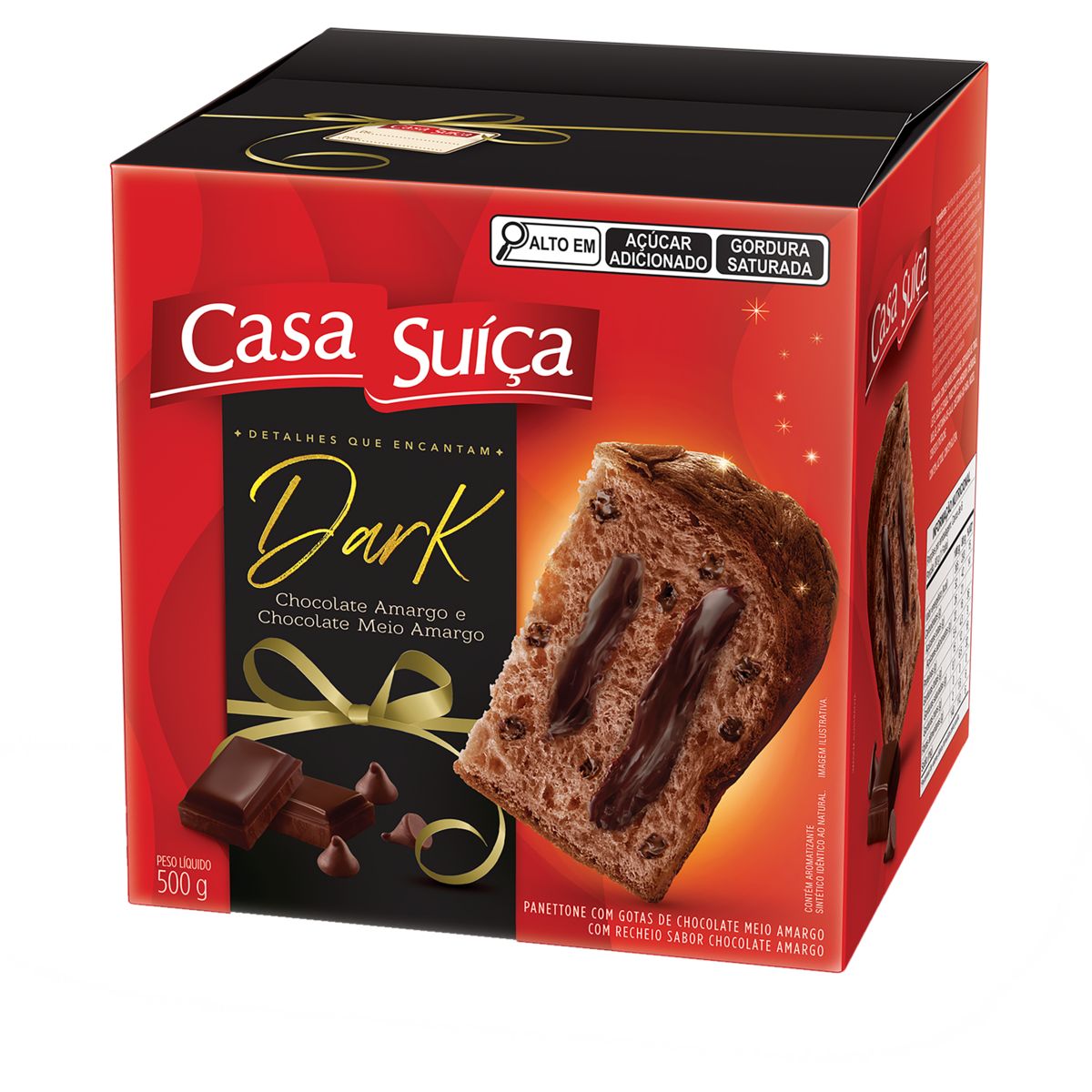 Panettone Casa Suíça Recheio Dark Chocolate Amargo 500g image number 0