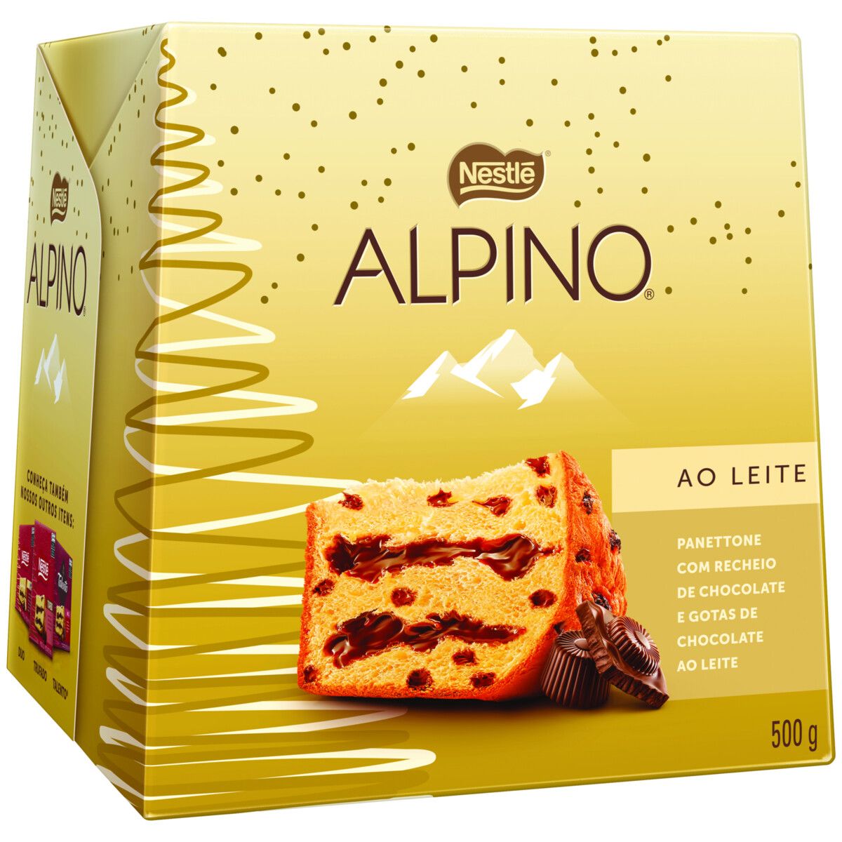 Panettone Alpino Recheio Chocolate ao Leite Caixa 500g
