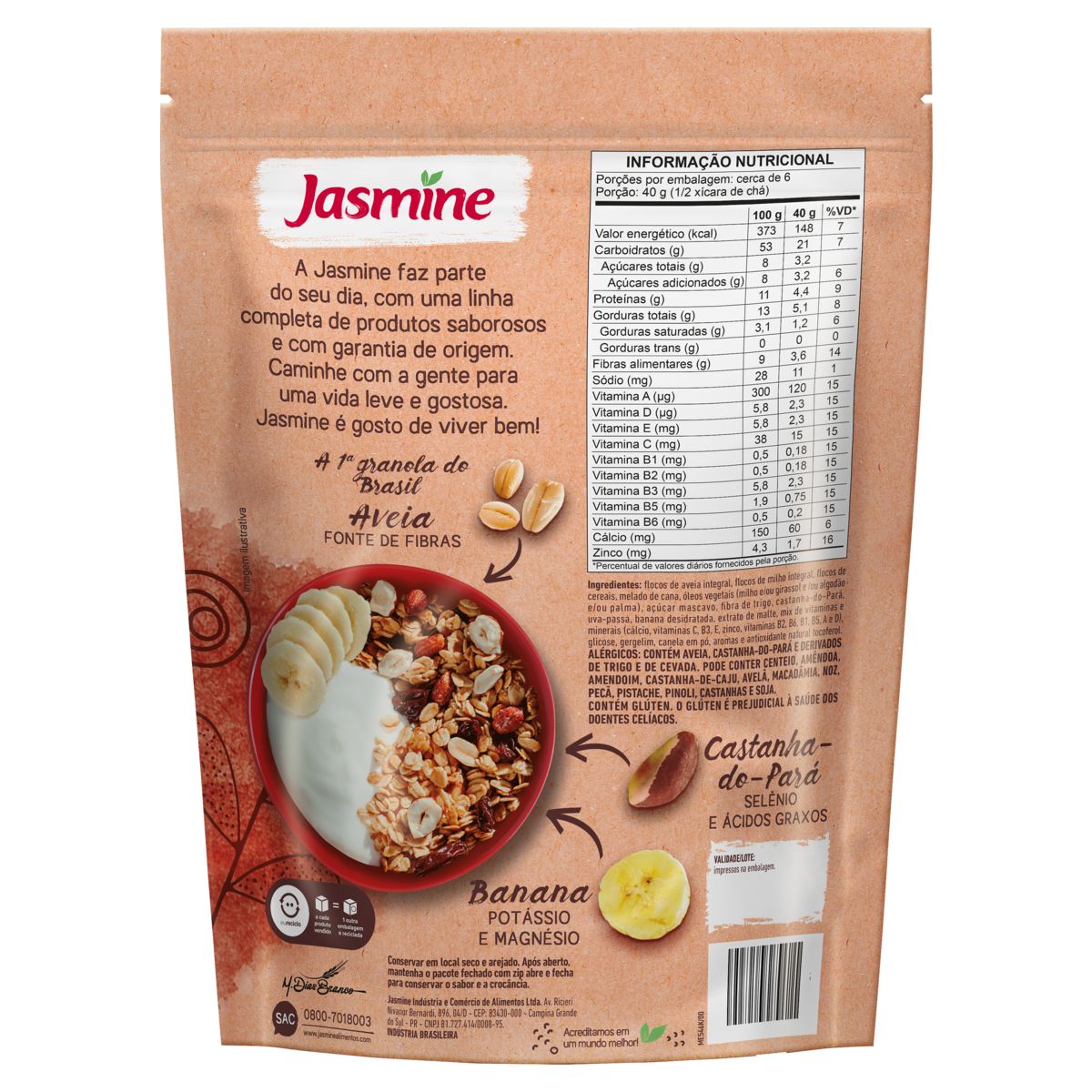 Granola Jasmine Banana e Canela 69,3% Integral Pouch 250g image number 1