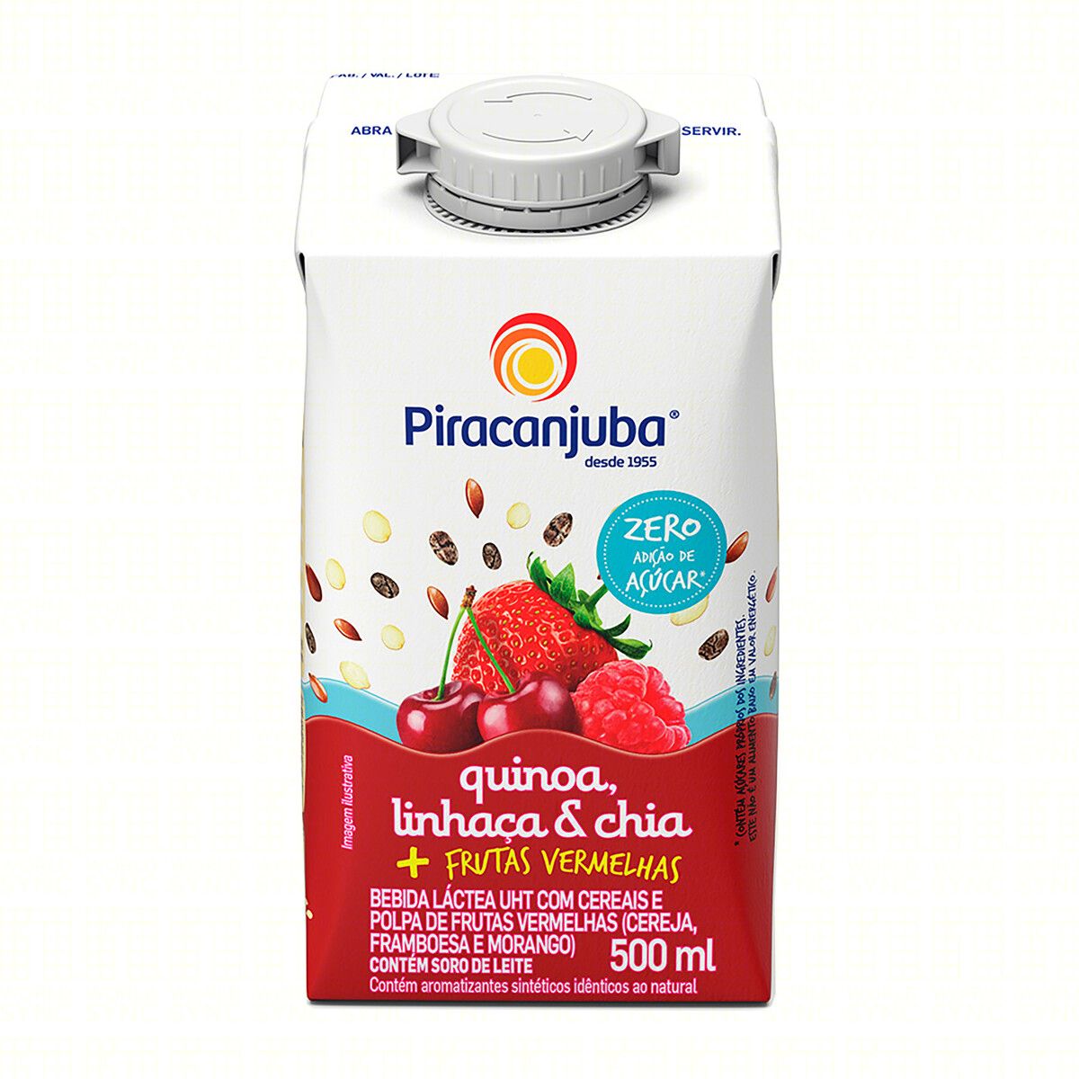 Bebida Láctea UHT Frutas Vermelhas com Quinoa, Linhaça e Chia Piracanjuba Caixa 500ml image number 0