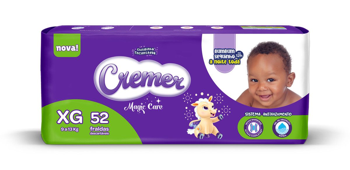 Fralda Descartável Infantil Cremer Magic Care XG Pacote 52 Unidades image number 0