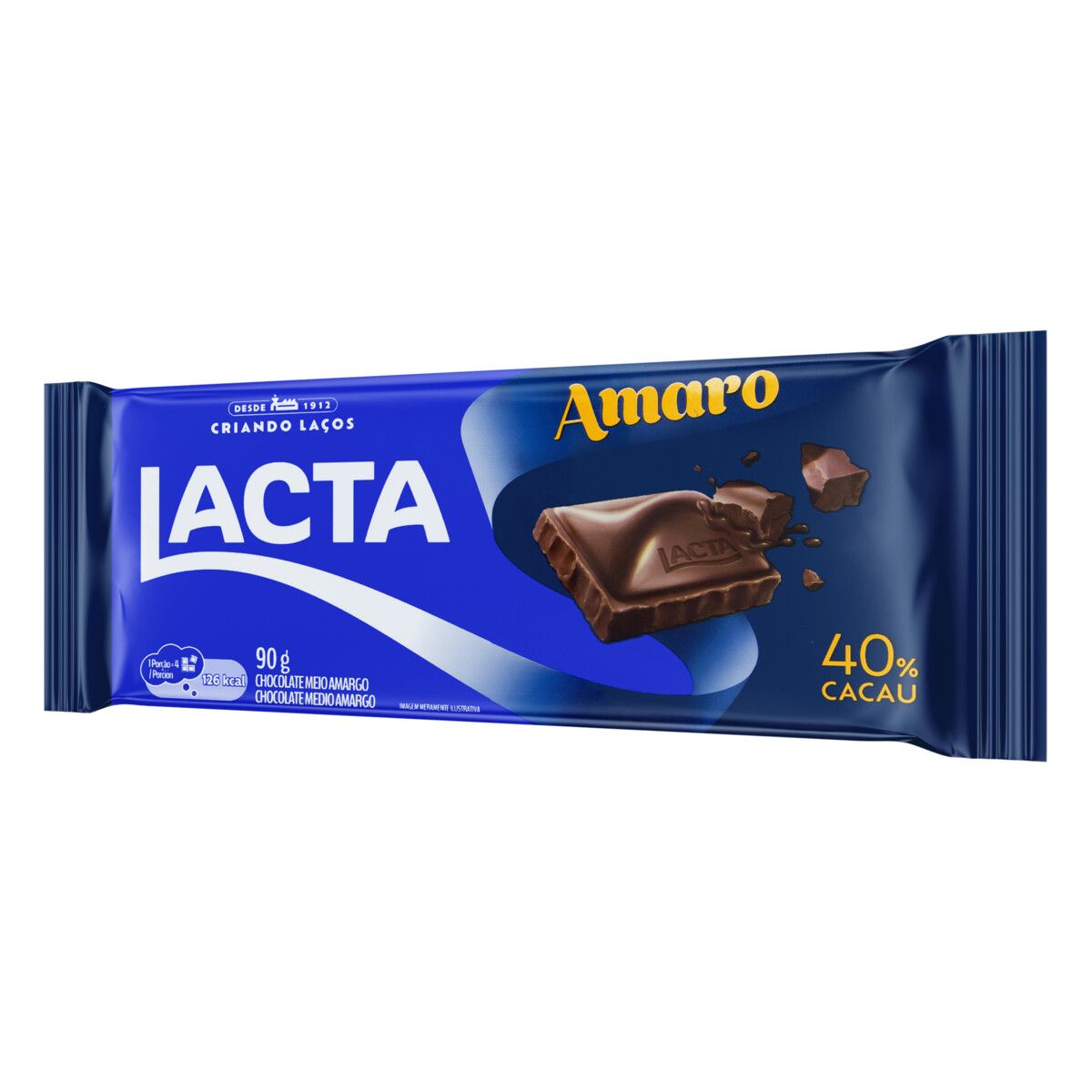 Chocolate Lacta Amaro 40% Cacau 90g image number 3