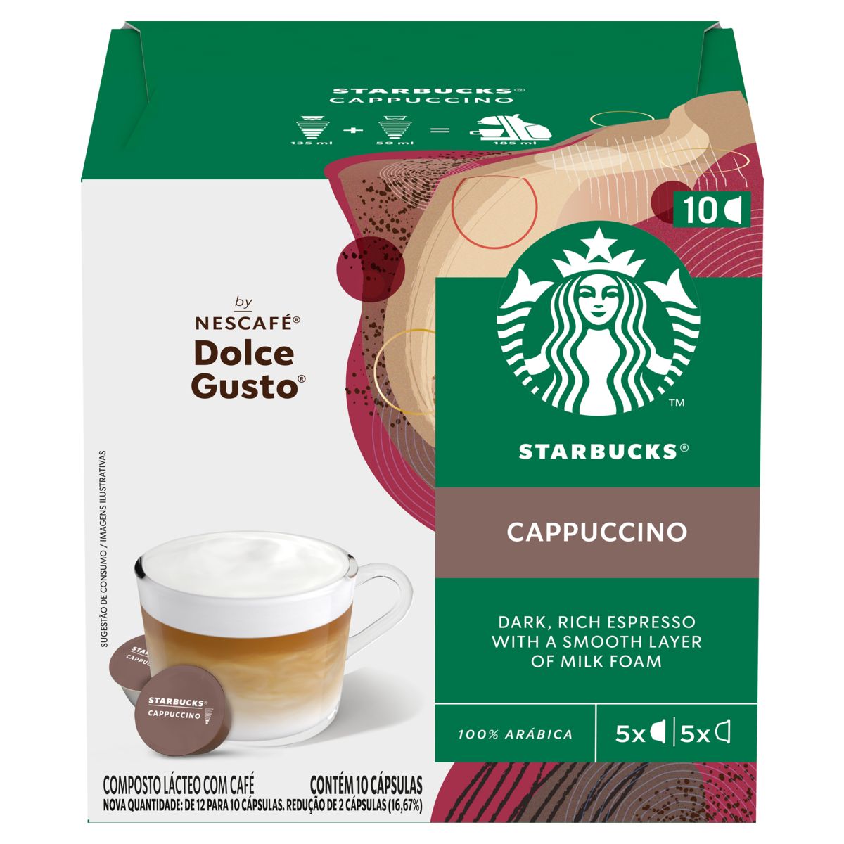 Cappuccino em Cápsula Starbucks Caixa 100g 10 Cápsulas