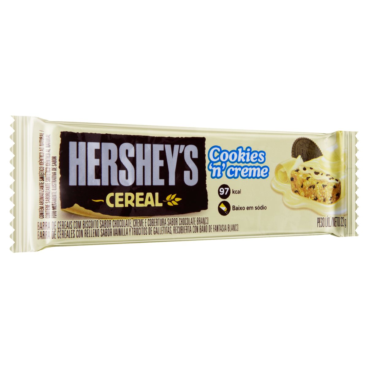 Barra de Cereal Cookies 'n' Creme Cobertura Chocolate Branco Hershey's Pacote 22g image number 4