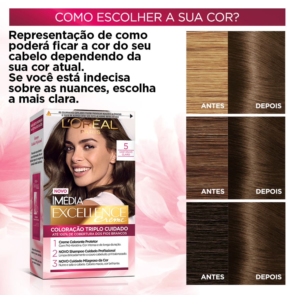 Coloração Imédia Excellence L'Oréal 5 Castanho Claro image number 2