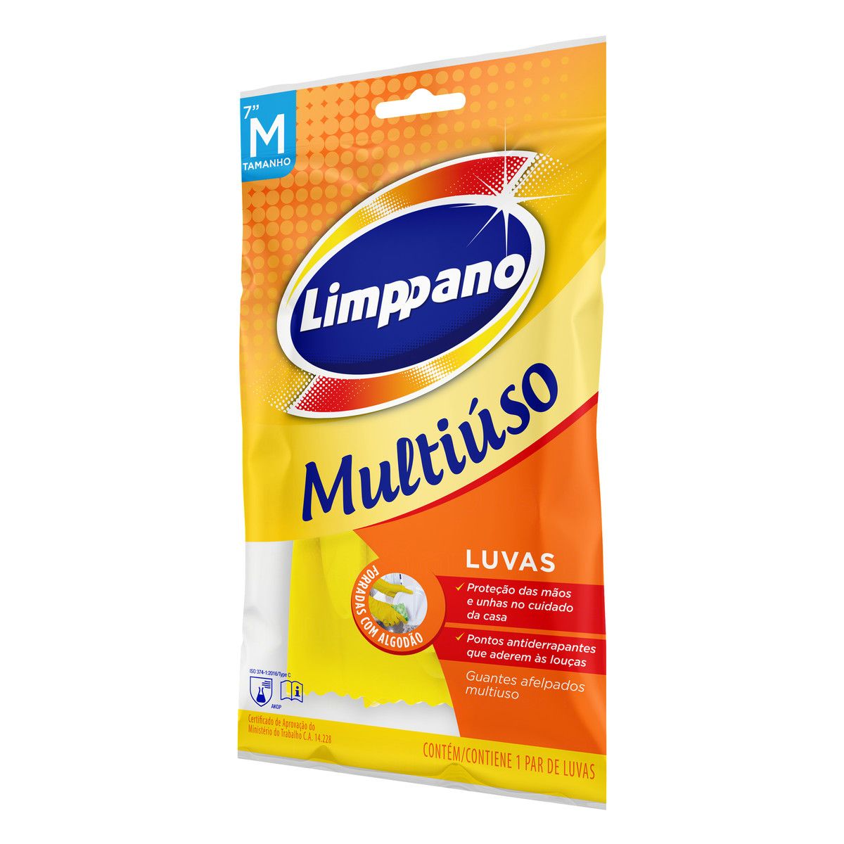 Luva Multiuso Amarela Limppano Tamanho M image number 3