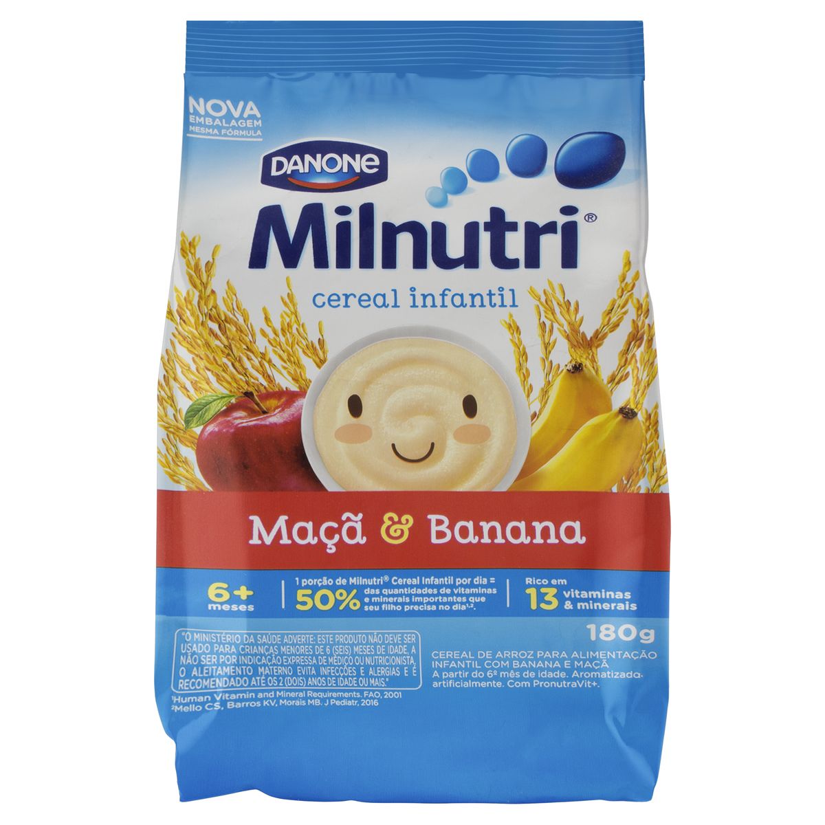 Cereal Infantil Maçã e Banana Milnutri Pacote 180g