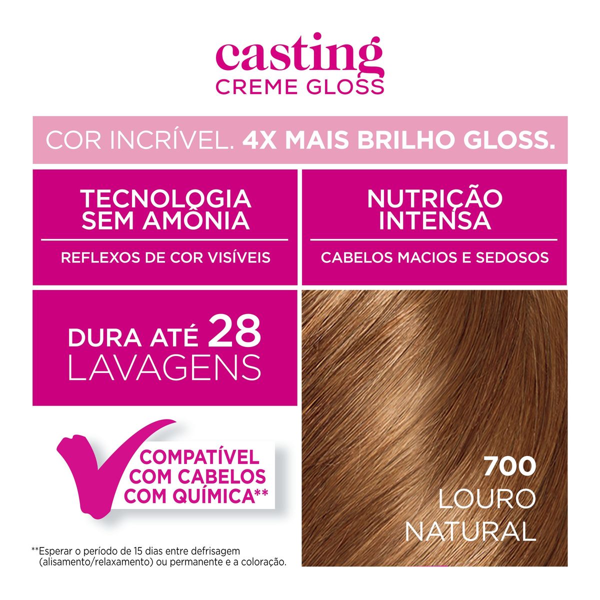 Tintura Semi-Permanente Casting Creme Gloss De L’oréal Paris 700 Louro Natural image number 4
