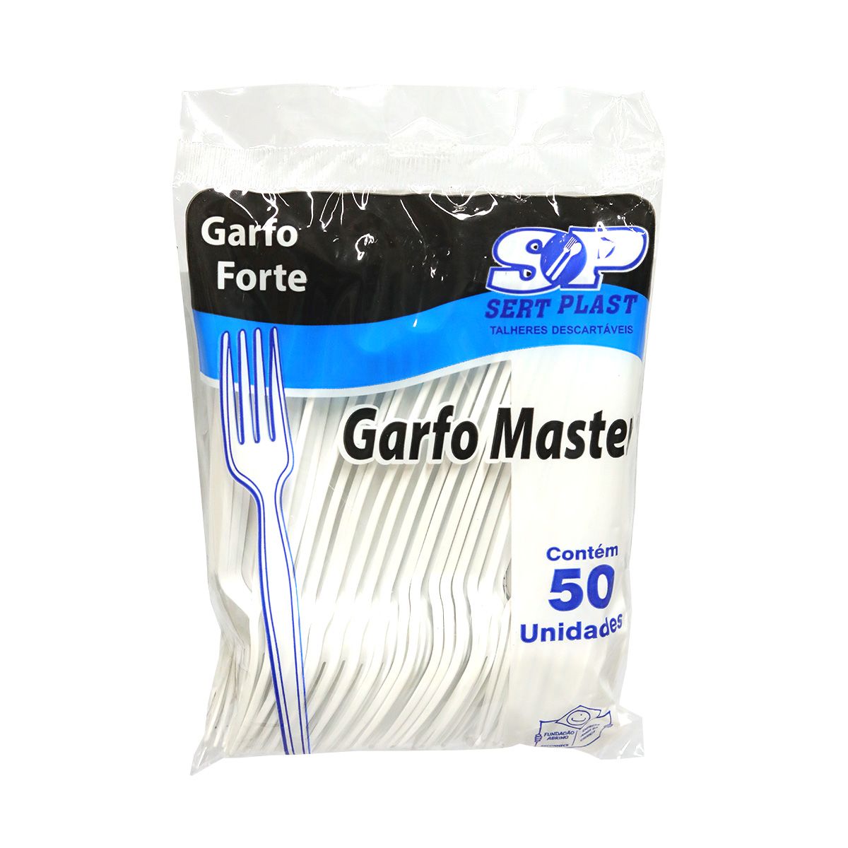 Garfo Master Descartável Sert Plast Branco 50 Unidades