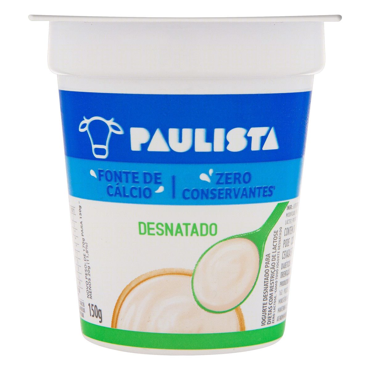 Iogurte Desnatado Zero Lactose Paulista Copo 150g