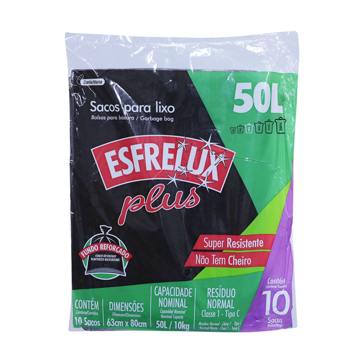 Saco para Lixo Esfrelux 50L Plus 10 Unidades