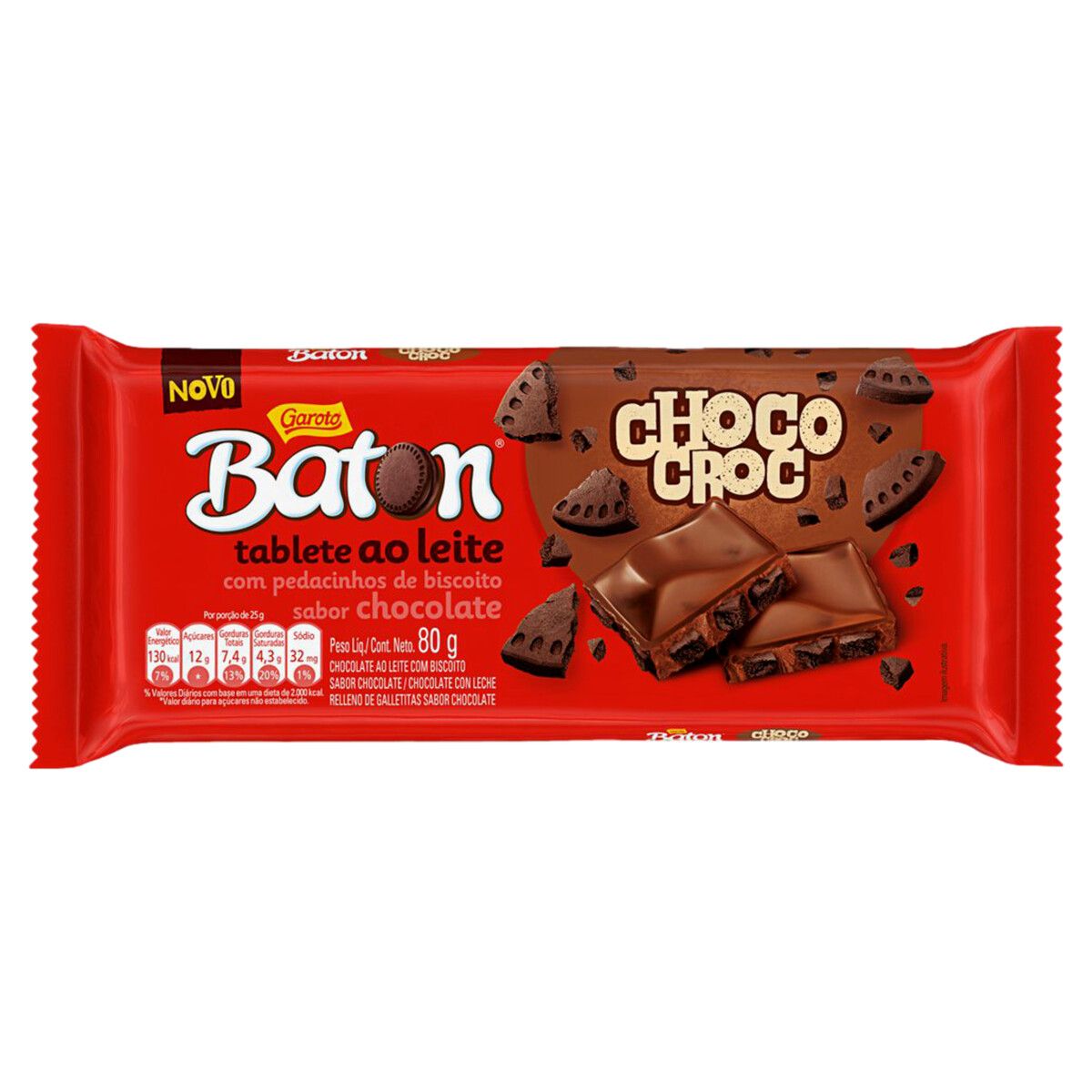 Chocolate Barra Baton ao Leite Choco Croc 80g