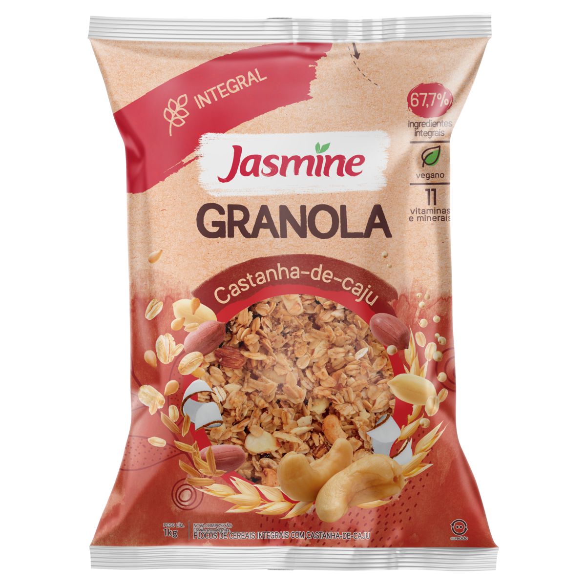 Granola Jasmine 67,7% Integral Castanha-de-Caju Pacote 1kg