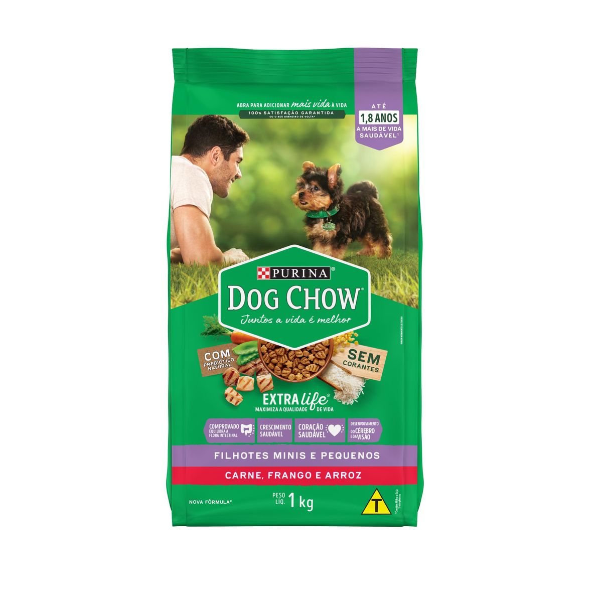 Alimento Dog Chow Cães Filhotes Minis e Pequenos Frango e Arroz 1kg