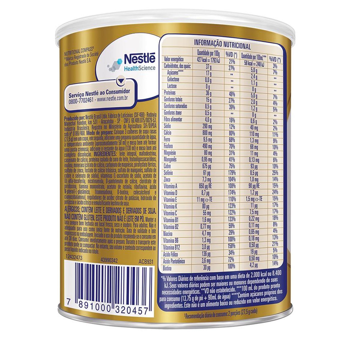 Complemento Alimentar Nutren Senior Sem Sabor Zero Lactose 740g image number 3
