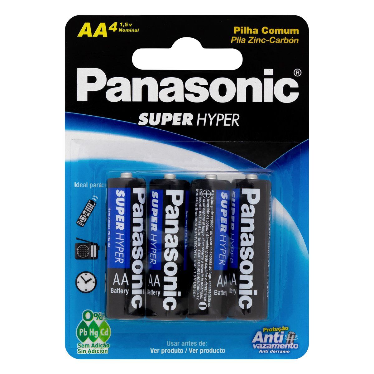 Pilha Comum AA Panasonic Super Hyper Pequena 4 Unidades 1,5V