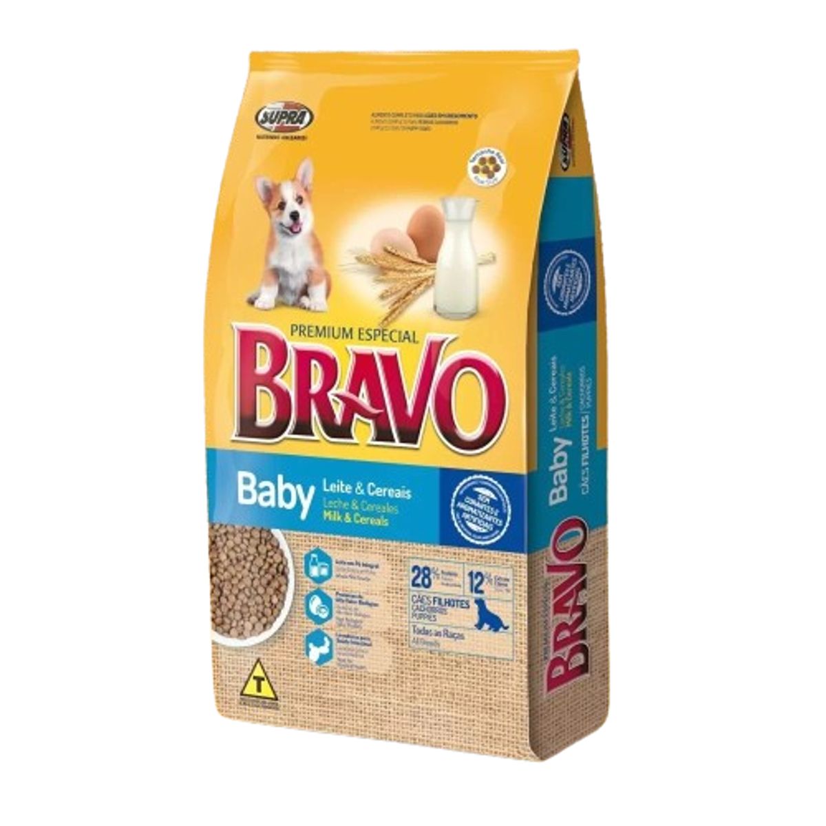 Alimento Bravo Cães Filhotes Leite e Cereais 10,1kg