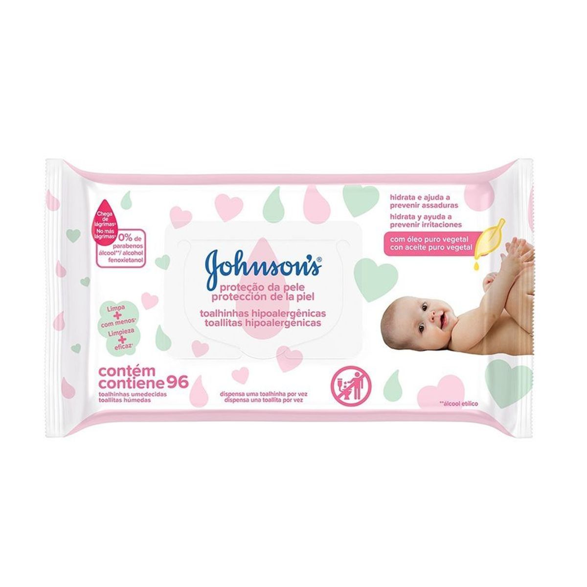 Lenços Umedecidos Johnson's Baby Extra Cuidado 96 unidades image number 0