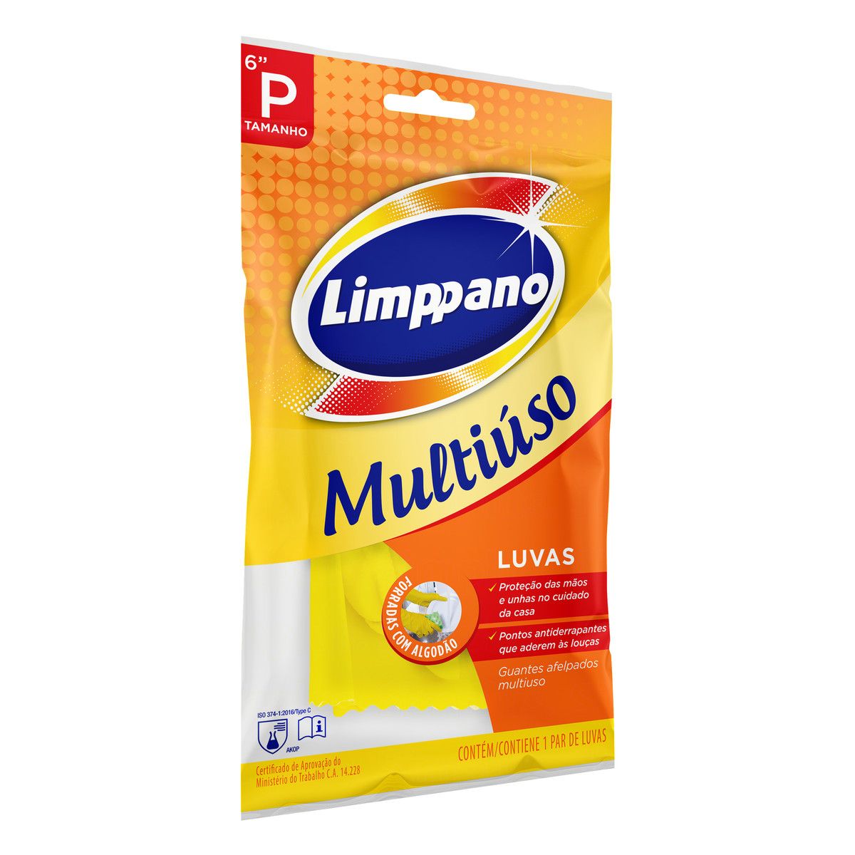 Luva Multiuso Amarela Limppano Tamanho P image number 3