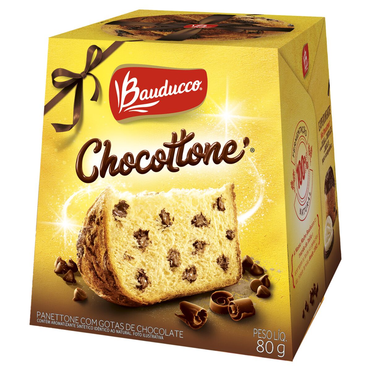 Panettone com Gotas de Chocolate Bauducco Chocottone Caixa 80g