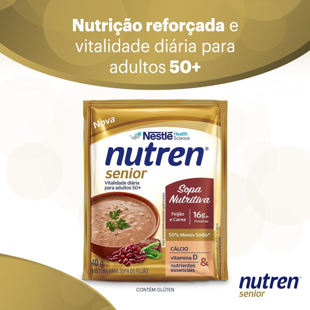 Complemento Alimentar Nutren Senior Sopa Nutritiva Feijão e Carne 40g image number 2
