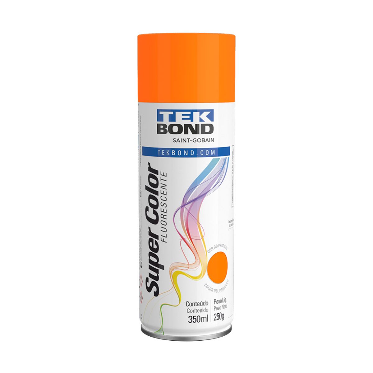Tinta Spray Tek Bond Super Color Flourescente Laranja 350ml image number 0