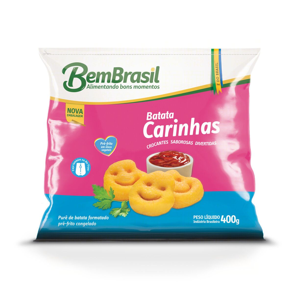 Batata Pré-Frita Carinhas Congelada Bem Brasil Pacote 400g