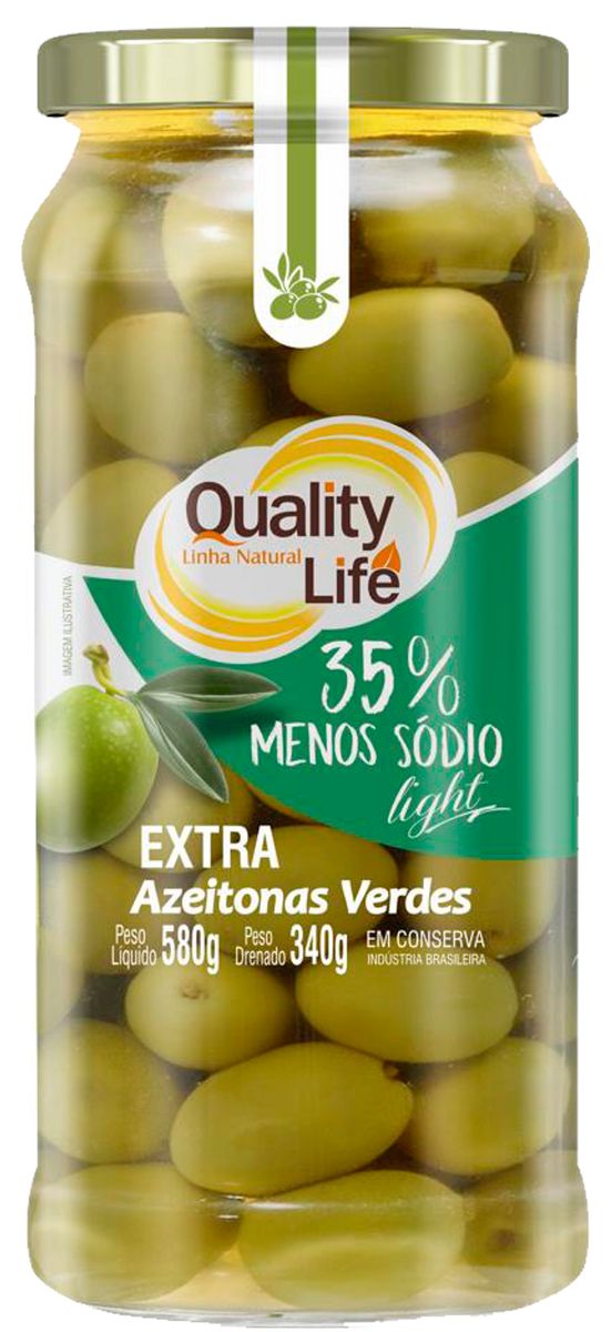 Azeitona Verde Quality Life Extra Vidro 340g