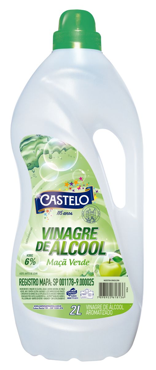 Vinagre Castelo de Álcool Aromatizado Maçã Verde 6% Acidez 2L