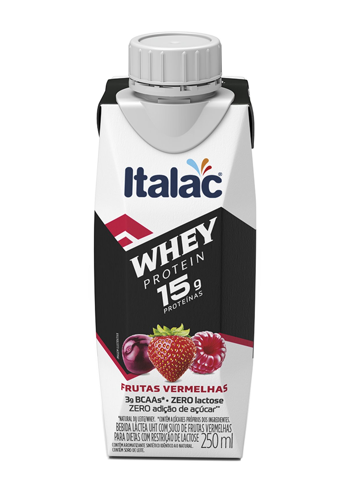 Bebida Láctea Italac Whey Frutas Vermelhas Zero Lactose 250ml