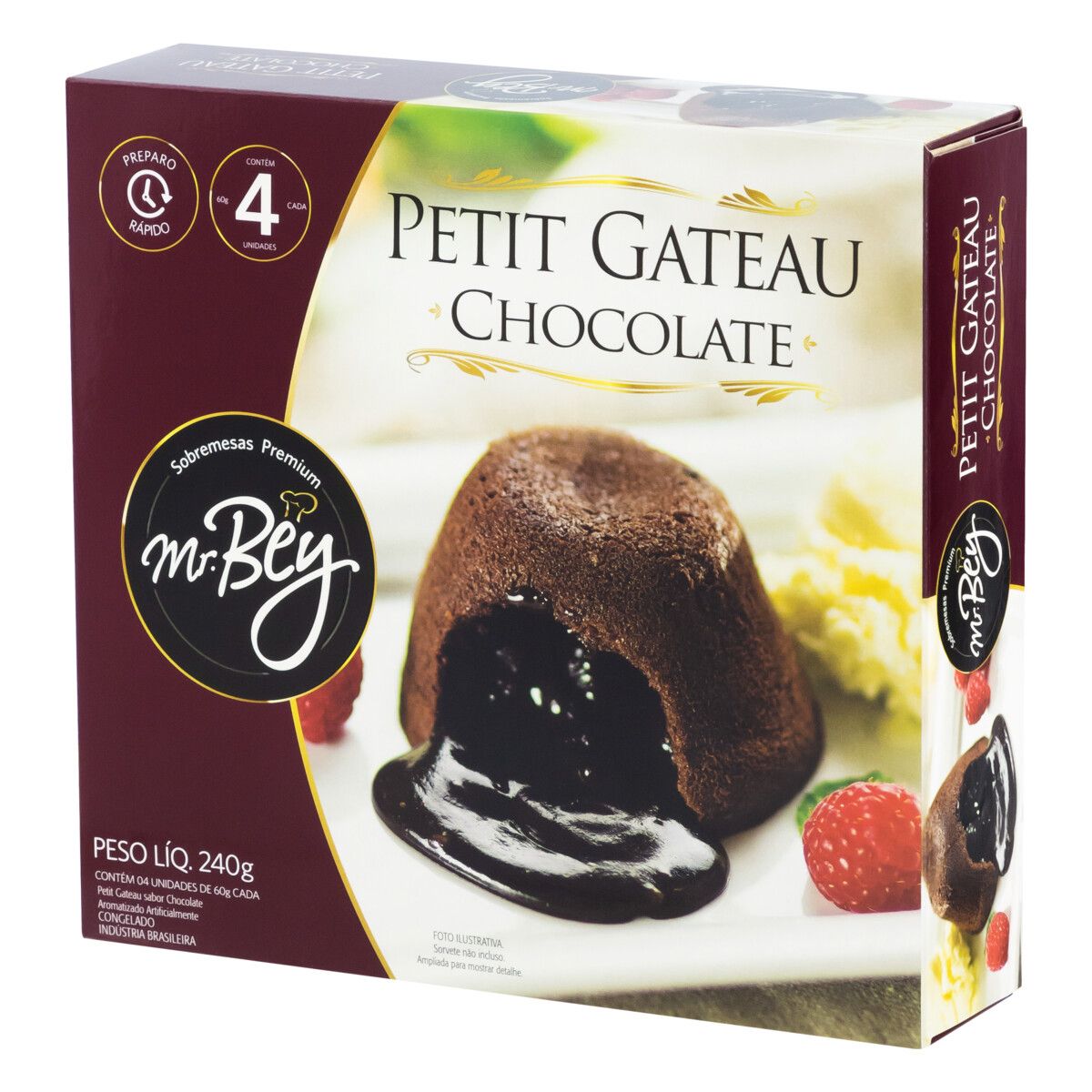Petit Gâteau Congelado Chocolate Mr. Bey Sobremesas Premium Caixa 240g 4 Unidades image number 2
