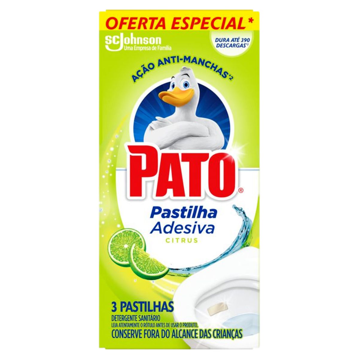 Detergente Sanitário Pato Pastilha Adesiva Citrus 3 Unidades