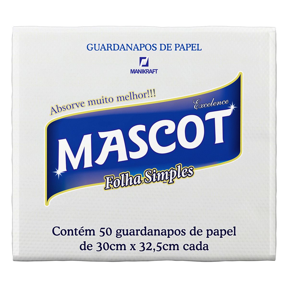 Guardanapo de Papel Folha Simples Mascot Excelence 30cm x 32,5cm Pacote 50 Unidades image number 0