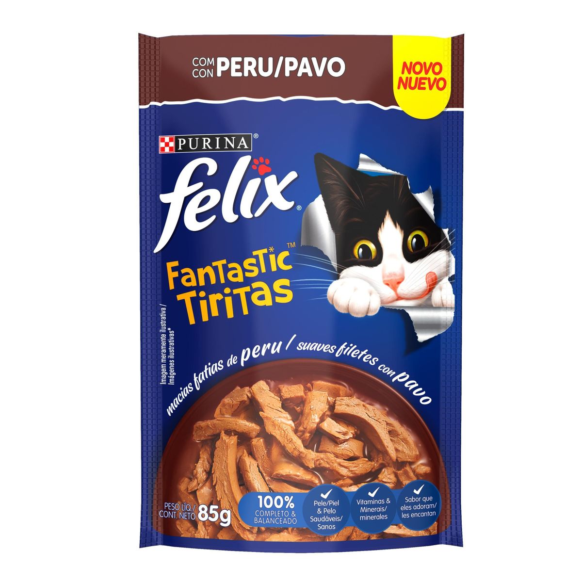 Alimento Felix Gatos Fantastic Tiritas Peru 85g