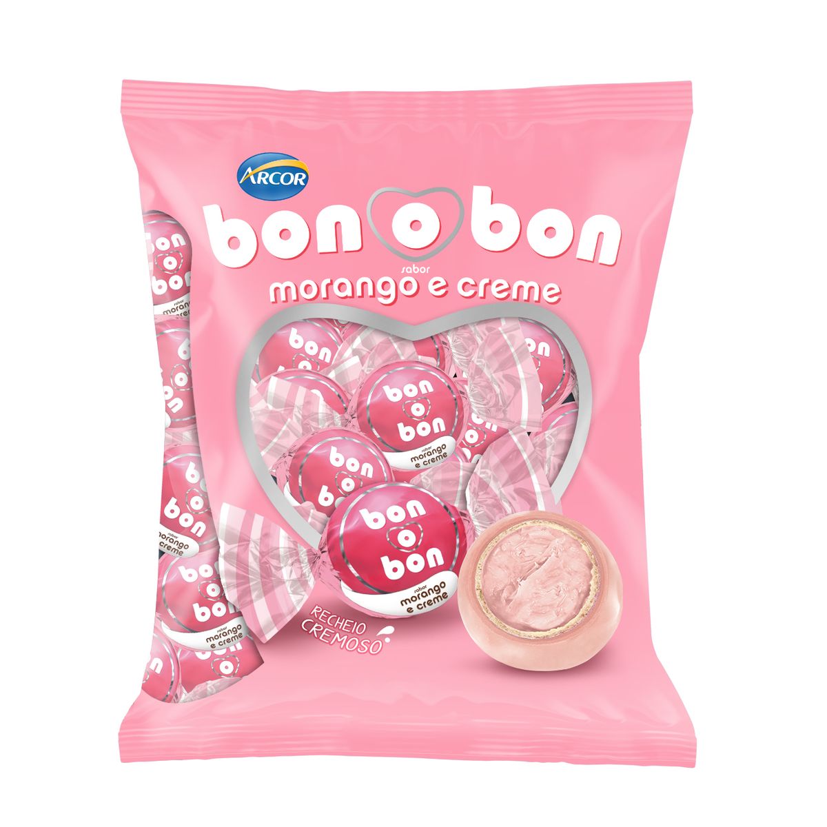 Bombom Bon o Bon Morango e Creme Pacote 750g image number 0
