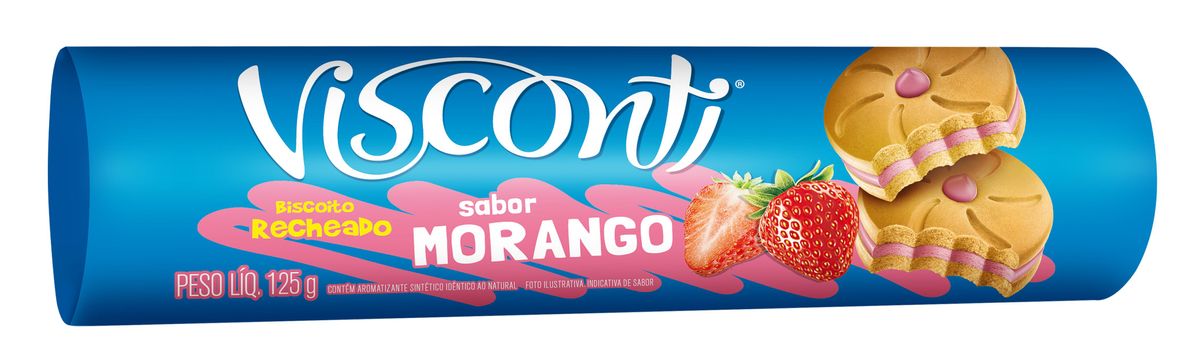 Biscoito Recheado Visconti Morango 125g